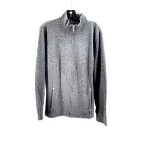 Karen Scott Sport Women's Gray Hi Neck Full Zip Knit Sweater Shirt Top Size L